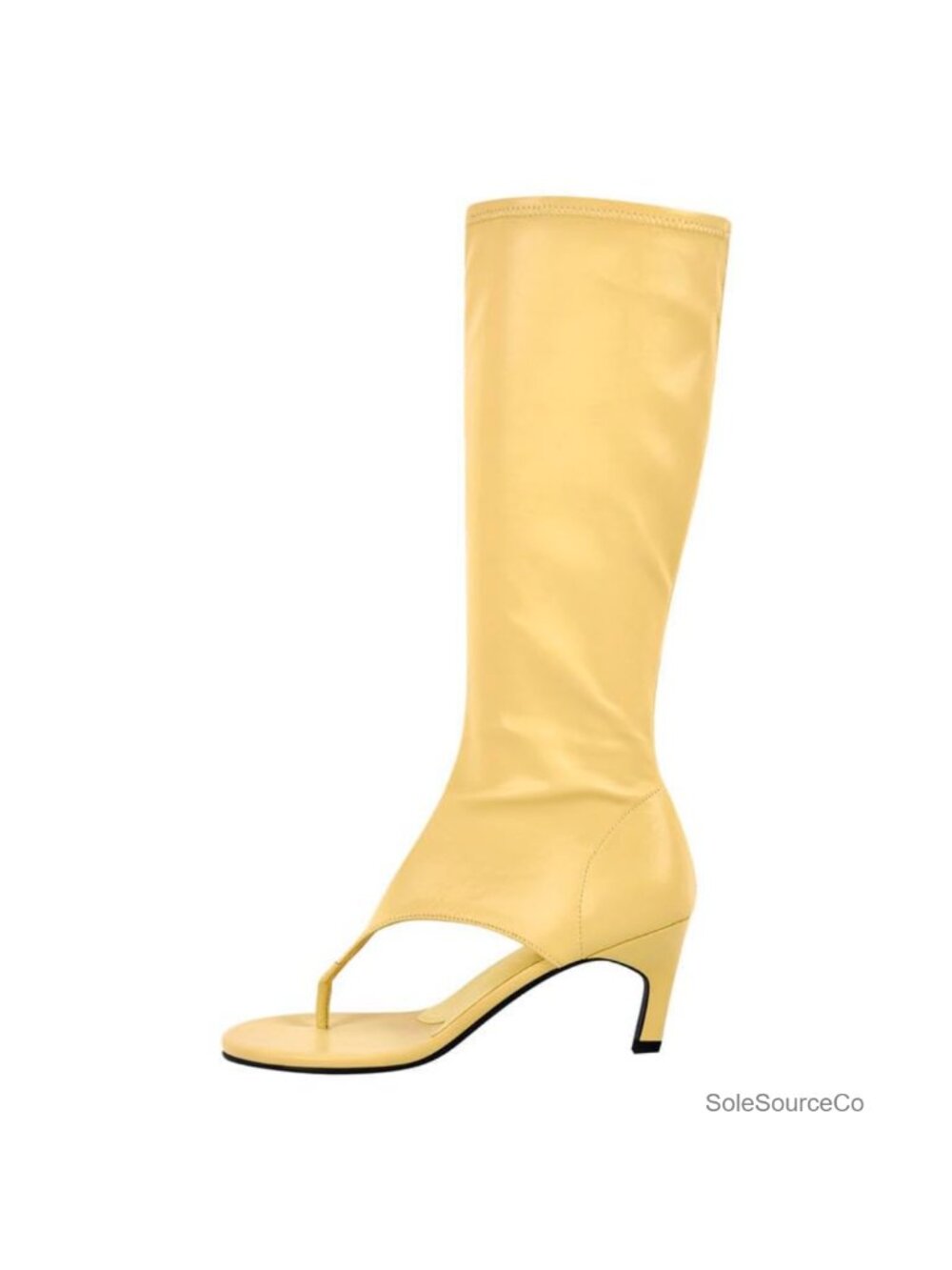 Women's Open Toe Knee High Sandal Boots Kitten Heel Thong Stretch Zip